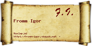 Fromm Igor névjegykártya